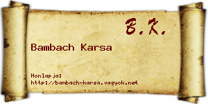 Bambach Karsa névjegykártya